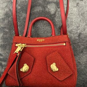 Moschino Red Glitter Shoulder Bag
